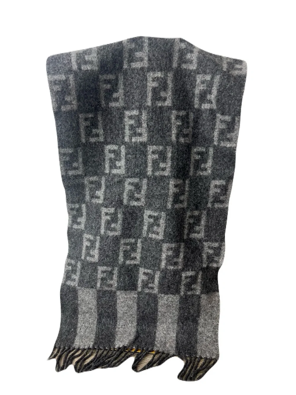 Fendi Unisex Monogram Wool Scarf in Gray